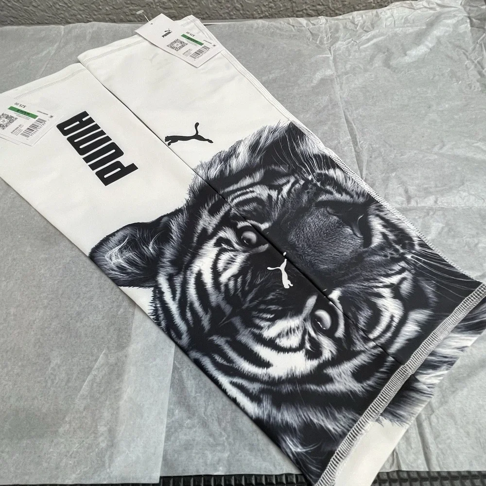 Puma Christian Pulisic Soccer Compression Arm Sleeves White Tiger Tattoo Pair M